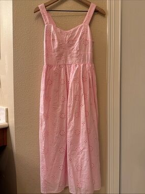 J. Crew Pink Eyelet Maxi Sundress